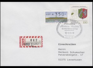1663 Nordrhein-Westfalen, MiF Not-R-Zettel 40210 Düsseldorf R-FDC ESSt 12.8.1993