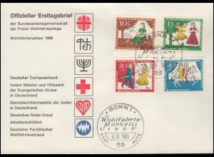 485-488 Wofa Märchen Aschenputtel 1965: Satz auf Schmuck-FDC ESSt BONN 6.10.1965