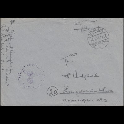 Feldpost Fliegerhorst Neudorf-Oppeln Brief von GOGOLIN / OBERSCHL. 10.6.1944 