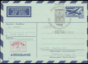 Österreich Aerogramme LF 14: SSt WIEN Ausstellung 125 Jahre Briefmarken 27.11.75