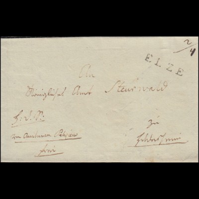 Hannover Vorphilatelie Faltbrief Einzeiler ELZE Amtsbrief geschrieben April 1819
