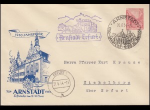 PU 12 Fünfjahrplan Postkutschenpost Arnstadt-Erfurt pass. SSt ARNSTADT 20.6.1954