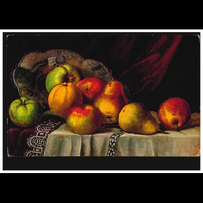 Künstler-AK Paul Heckscher: Stillleben mit Äpfel und Birnen, ungebraucht