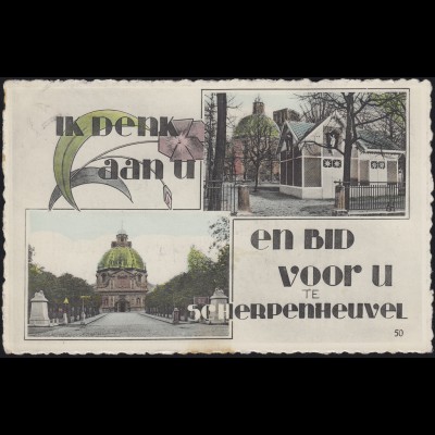 Belgien Ansichtskarte Scherpenheuvel, gelaufen 16.8.1953