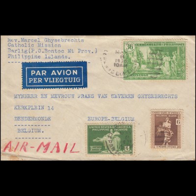 Philippinen - Amerikanische Besatzung: 359+360+375 Gemälde Brief BONTOC 6.5.1936