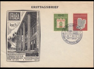 171-172 IFRABA 1953 - auf Schmuck-FDC Ersttagsbrief ESSt Frankfurt 29.7.53