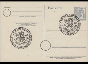 P 962 Arbeiter 12 Pf. SSt HEIDELBERG 2. Briefmarkenhändlertag 19.12.1947
