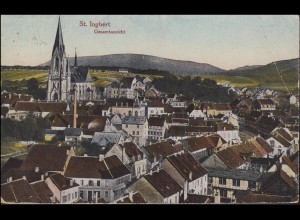 91 Steingutfabrik als EF auf Ansichtskarte Gesamtansicht St. INGBERT 28.2.1927