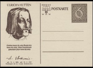 Sonderpostkarte P 285 WHW 1939 - Ulrich von Hutten, ungebraucht