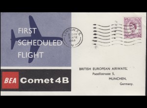 Erstflug BEA Comet 4B London - München, Brief EF LONDON 5.4.60
