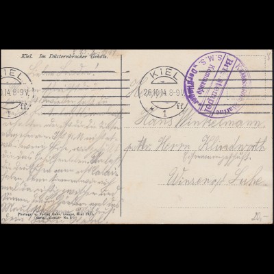 Marinefeldpost BS Kommando SMS Derfflinger, Maschinen-O KIEL 26.10.1914 auf AK