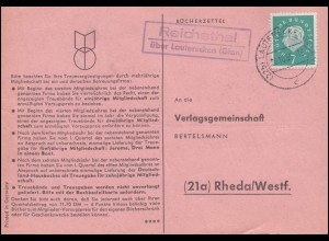 Landpost Reichsthal über LAUTERECKEN (GLAN) 26.10.1960 auf Postkarte nach Rheda