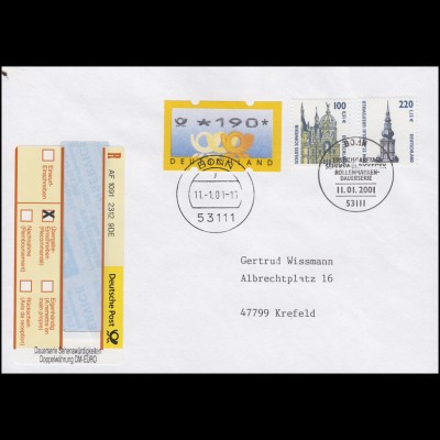 2156+2157 SWK 51+112 C. Sonder-R-Zettel Doppelwährung R-FDC ESSt Bonn 11.1.2001