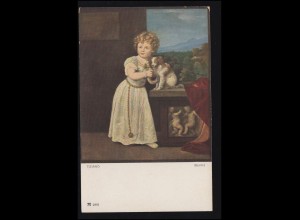 Künstler-AK Tiziano: Die kleine Strozzi, mit Hund, Verl. Ackermann, ungebraucht