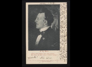 AK Portrait und Zitat von K.H. Wolf, MÜNCHEN 1.8.1898 nach INNSBRUCK 2.8.98 