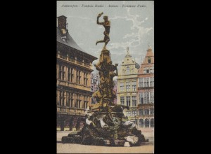 Belgien Ansichtskarte Antwerpen Anvers: Brunnen Fontaine Brabo, 12.11.1926