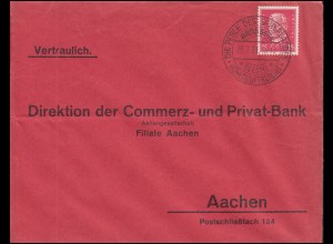 Firmenlochung AB auf 414 Hindenburg EF auf Brief SSt ARNSBERG 23.7.31