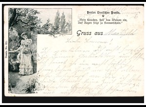 Künstler-AK Gruss aus ... Gedicht: Treu-Lieschen, MARTFELD 18.4.1903