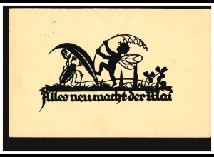 Scherenschnitt-AK A.M. Schwindt: Alles neu macht der Mai! Maikäfer, EMDEN 1953