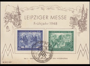 967-968 Messe Leipzig 1948 auf FDC-Messesonderpostkarte ESSt Leipzig d 2.3.1948