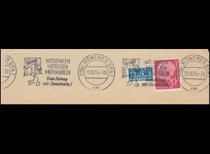 Werbestempel: Mitdenken, Mitreden, Mithandeln MÜNCHEN 15.10.1954 auf Briefstück