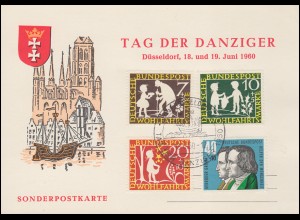 Gedenkkarte Tag der Danziger 1960, passender SSt DÜSSELDORF 19.6.60