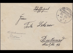 DEUTSCHE MARINE-SCHIFFSPOST No 99 - 6.3.1916 SMS Pillau auf Feldpostbrief