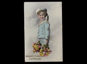 Kinder- AK Glückwünsche Namenstag: Junge im Matrosenkostüm, CÖLN 20.7.1912