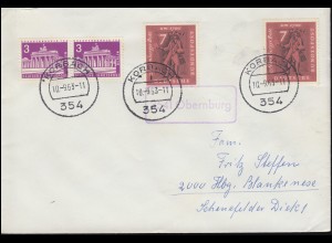 Landpost-Stempel 3541 Obernburg auf Brief KORBACH 10.9.1963 nach Hamburg