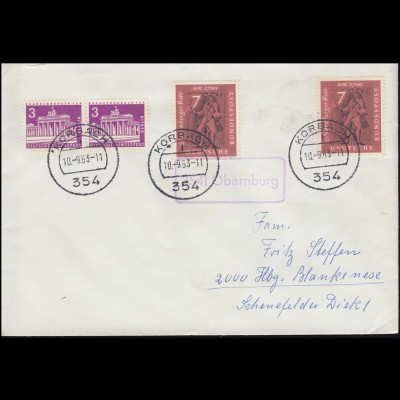 Landpost-Stempel 3541 Obernburg auf Brief KORBACH 10.9.1963 nach Hamburg