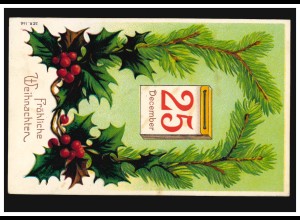 Prägekarte Weihnachten Glocken 1. Weihnachtstag 25. Dezember, BURSCHEID um 1906