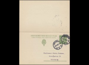 Postkarte P 43 Brevkort König Gustav 10/10 Öre, GÖTEBORG 26.10.1928
