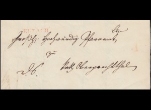 Baden Vorphilatelie Faltbrief roter Einzeiler ELZACH geschrieben 30.6.1844