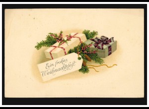 Prägekarte Weihnachten Geschenkpakete, MAGDEBURG 24.12.1915