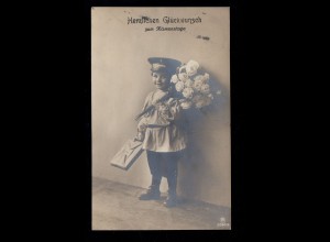 Kinder-AK Glückwünsche Namenstag: Expressbote mit Blumen, CÖLN 24.7.1912