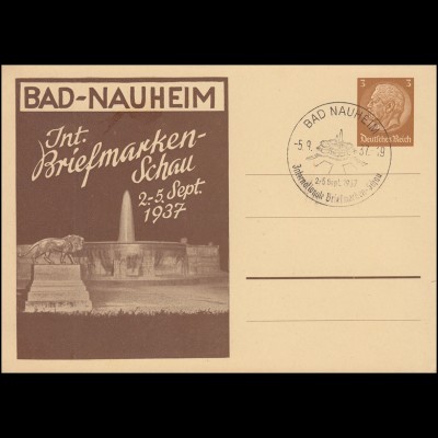 PP 122 Bad Nauheim Internationale Briefmarken-Schau passender SSt 5.9.1937