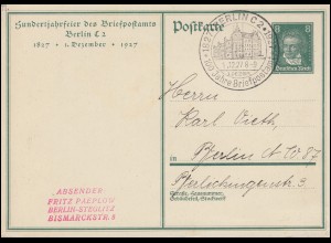 PP 104 Jahrhundertfeier Briefpostamt Berlin / Briefträger passender SSt 1.12.27