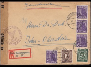Zensur US-CIVIL CENSORSHIP GERMANY 40212 R-Brief BAD MERGENTHEIM 12.4.1947