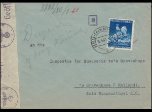 Deutsche Zensur auf Brief EF 771 Wiener Messe BERLIN-CHRLOTTENBURG 15.5.1941