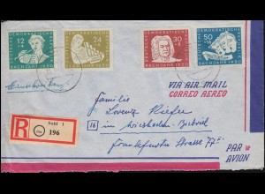 256-259 Bach 1950 - Satz auf R-Brief / Aerogramm SUHL 31.8.1950 nach Wiesbaden