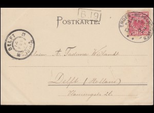 Bahnpost EMDEN-WILHELMSHAVEN ZUG 87 - 13.2.1899 auf AK Gruss aus Jever: Schloss