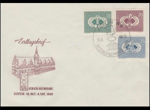 786-788 Schach-Olympiade Leipzig 1960 - Satz auf Schmuck-FDC