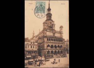 Ansichtskarte Posen Rathaus, 11.12.1910 nach Frankreich