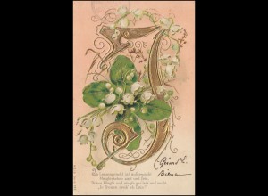 Glückwunschkarte mit Buchstabe J und mit passendem Gedicht, RUHRORT 12.8.1904