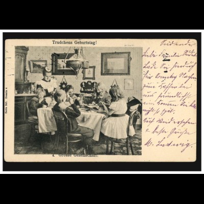 Foto-Ansichtskarte Trudchens Geburtstag! BERLIN 19 w - 3.1.1913