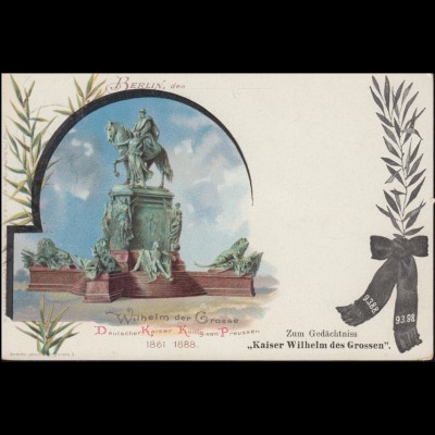 PP 9 Berlin Denkmal Kaiser Wilhelm des Grossen, Blanko-Stempel M.GLADBACH 9.3.98