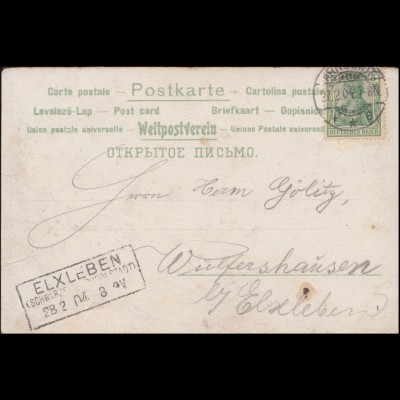 Glückwunschkarte mit AK-O R3 ELXLEBEN (SCHWARZBURG-RUDOLSTADT) 28.2.1904