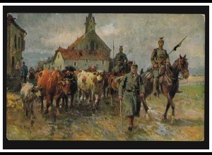 AK Krieg 1914/1918 Gemälde von Prof. Georg Koch Viehbeitreibung, ungebraucht
