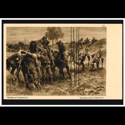 AK Krieg 1914/1915: Gemälde von A. Hoffmann Reiterei im Fußgefecht, ungebraucht
