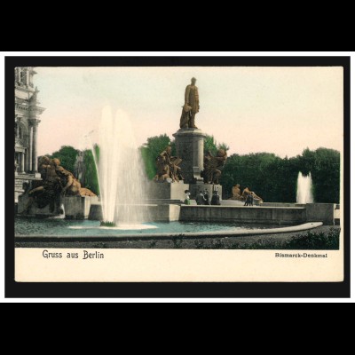 AK Gruss aus Berlin Bismarck-Denkmal, CHARLOTTENBURG 4d 18.2.1908